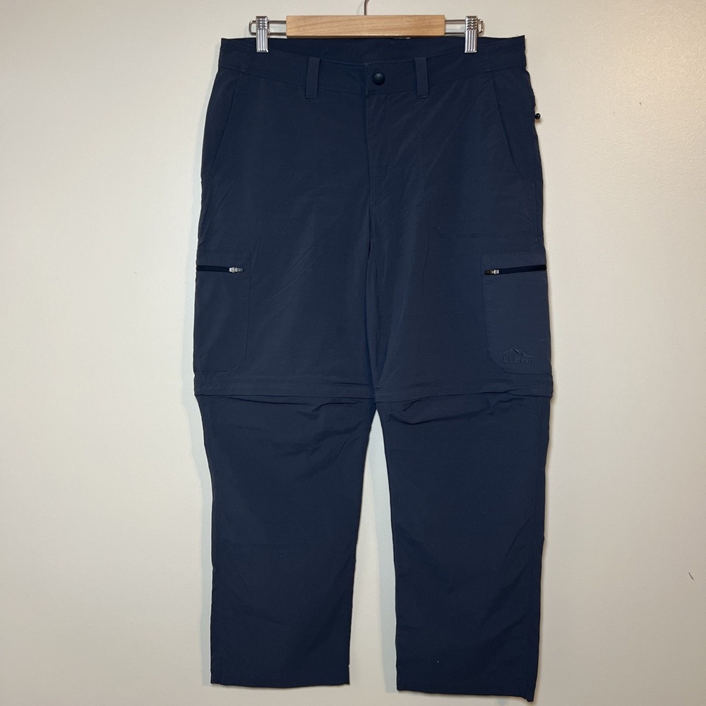 LL Bean Pants Mens 35x29 Cresta Zip Off Convertible Cargo Blue Lightweight *read